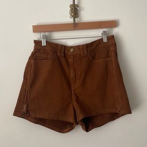 Archived American apparel brown shorts with zip details